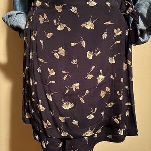 Anne Klein Black Skort with Cream Floral Print